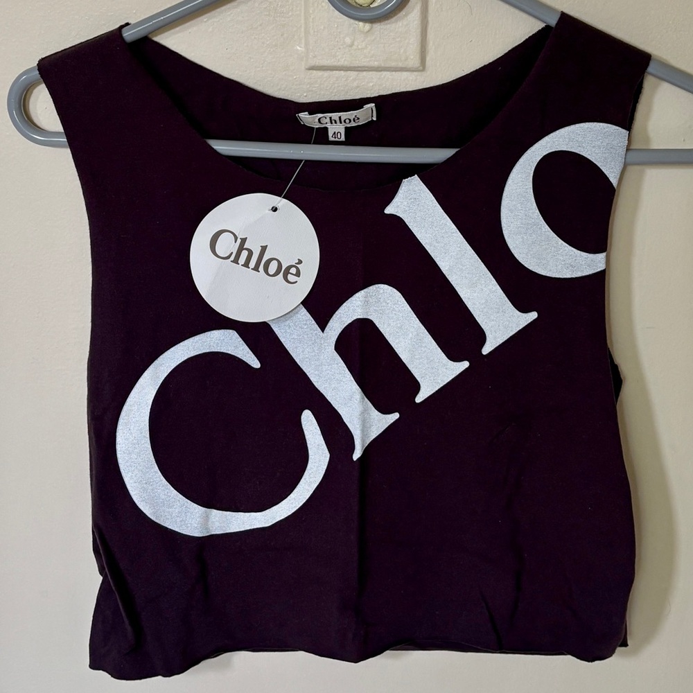 Chloé “Mare Donna Canotta” Deep Purple Crop Top, size 40 (like a US 8) NWT
